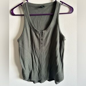 Cropped Henley Waffle Knit Tank